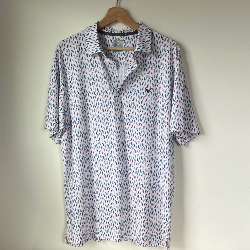 Callaway Men's White Short-Sleeve Patterned Golf Shirt